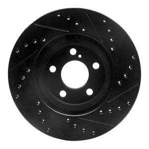 Chrysler PT Cruiser Brake Rotor (1) - Front Left - R1 Concepts - Drilled & Slotted - Black - `01-`10